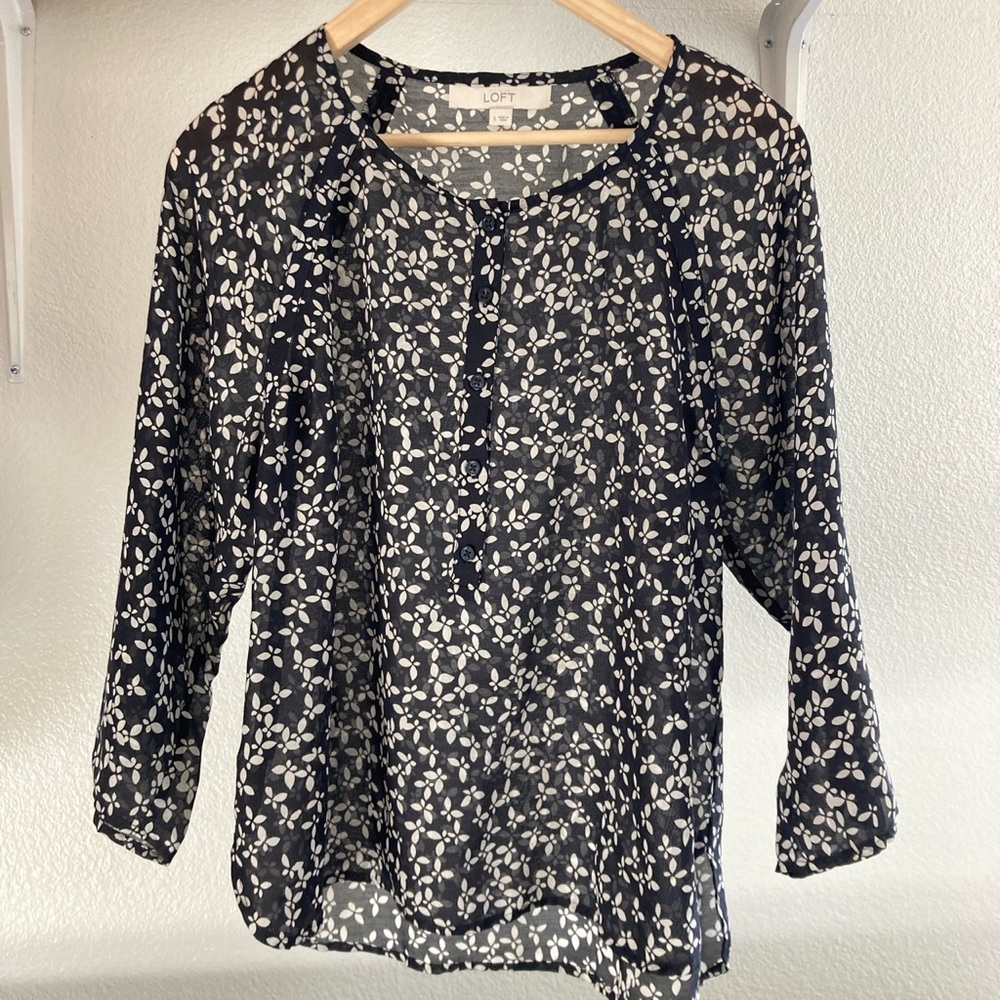 LOFT floral sheer blouse